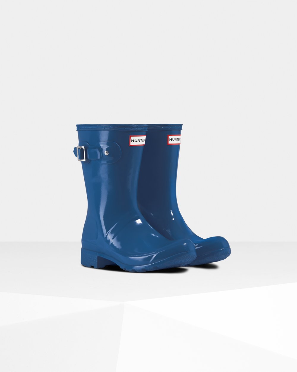 Womens Hunter Original Tour Foldable Gloss - Short Rain Boots Blue - 1807-AUVZP